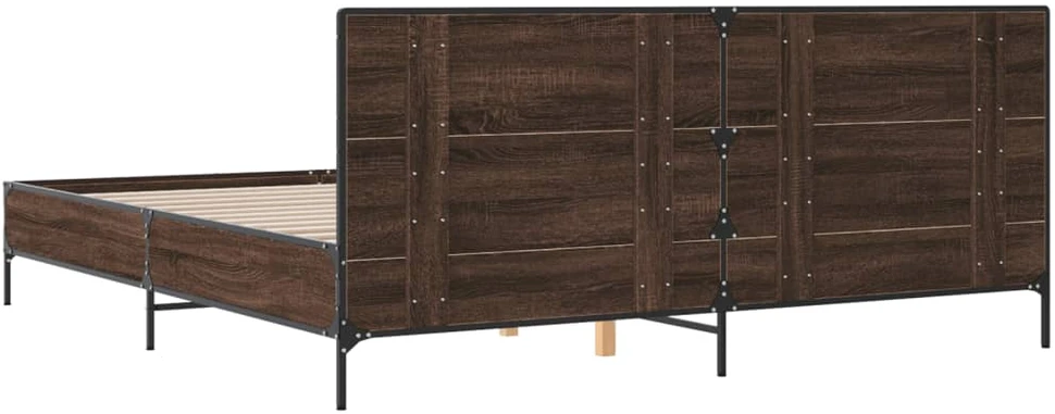Lovos rėmas, rudas ąžuolo, 200x200cm, apdirbta mediena/metalas