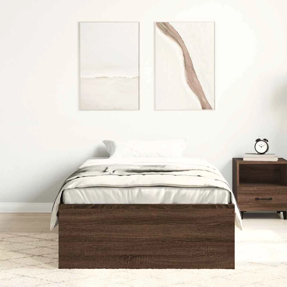 Lovos rėmas, rudos ąžuolo spalvos, 75x190cm, mažas vienvietis