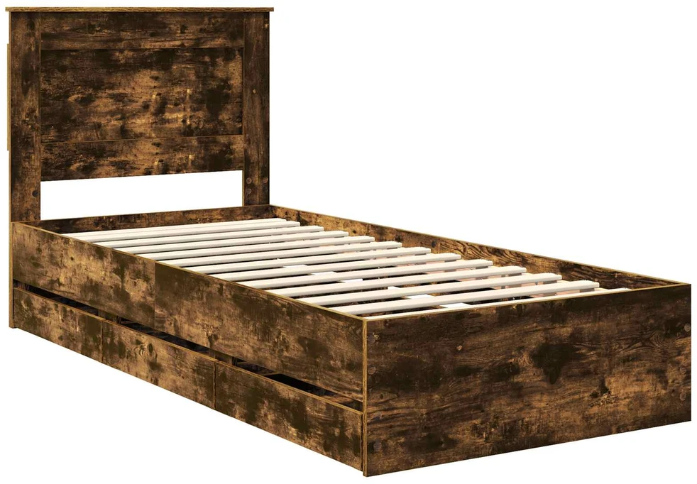 Lova Lovos rėmas Rūkyta ąžuolas 100 x 200 cm Inžinerinė mediena