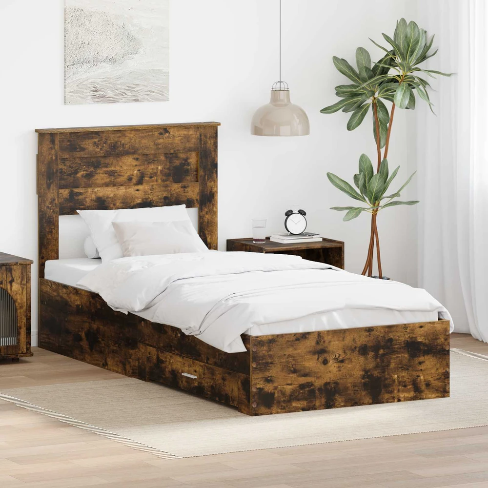 Lova Lovos rėmas Rūkyta ąžuolas 100 x 200 cm Apdirbta mediena