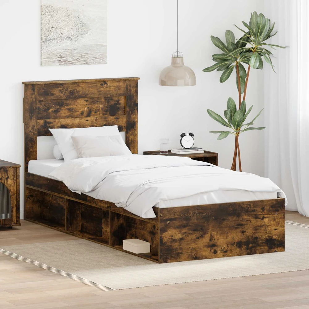 Lova Lovos rėmas Rūkyta ąžuolas 100 x 200 cm Kietos pušies mediena