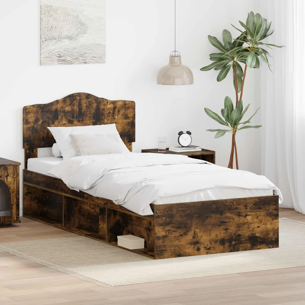 Lova Lovos rėmas Rūkyta ąžuolas 100 x 200 cm Kietos pušies mediena