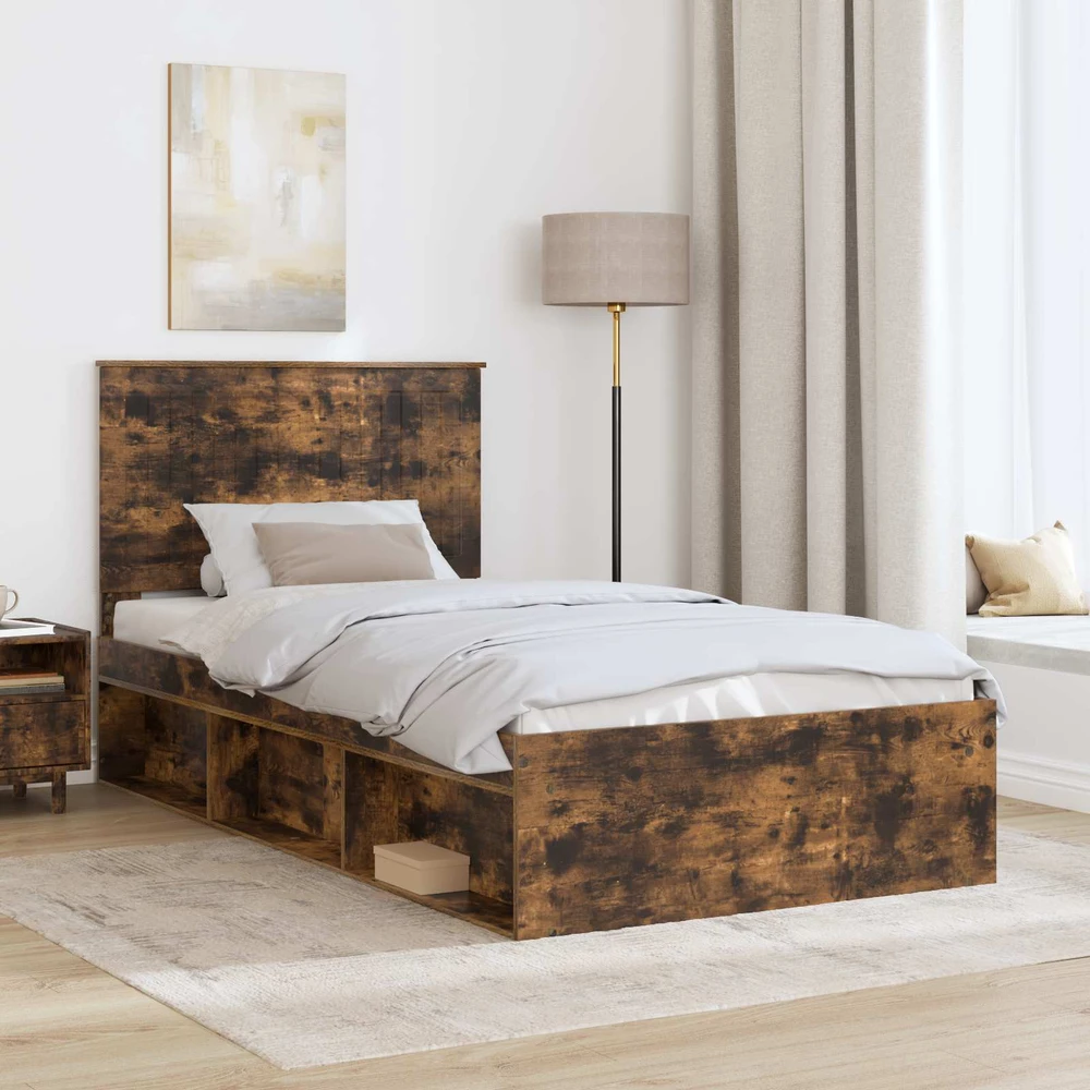 Lova Lovos rėmas Rūkyta ąžuolas 100 x 200 cm Kietos pušies mediena