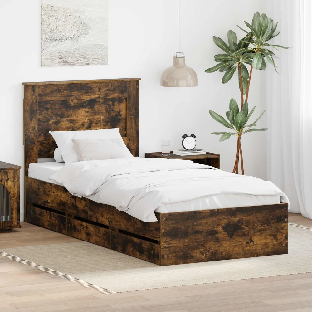 Lova Lovos rėmas Rūkyta ąžuolas 100 x 200 cm Inžinerinė mediena