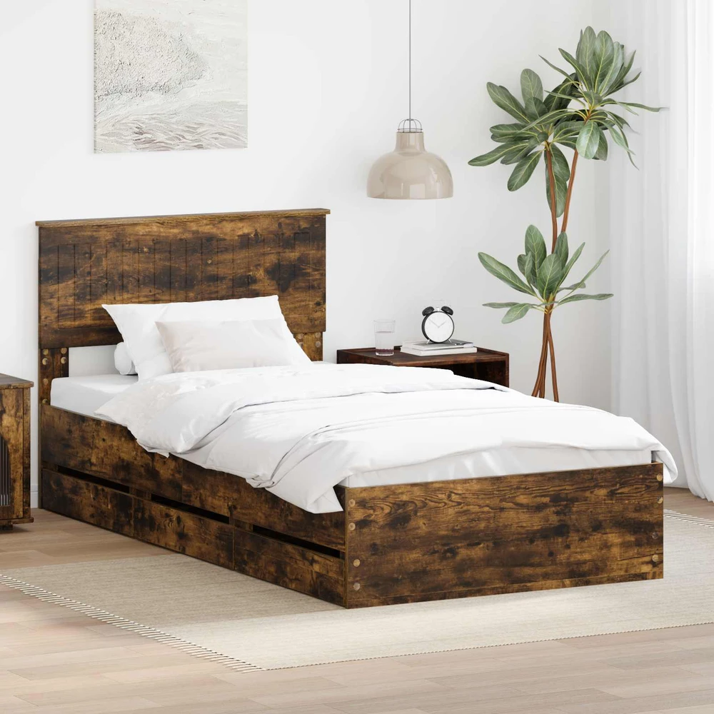 Lova Lovos rėmas Rūkyta ąžuolas 100 x 200 cm Inžinerinė mediena