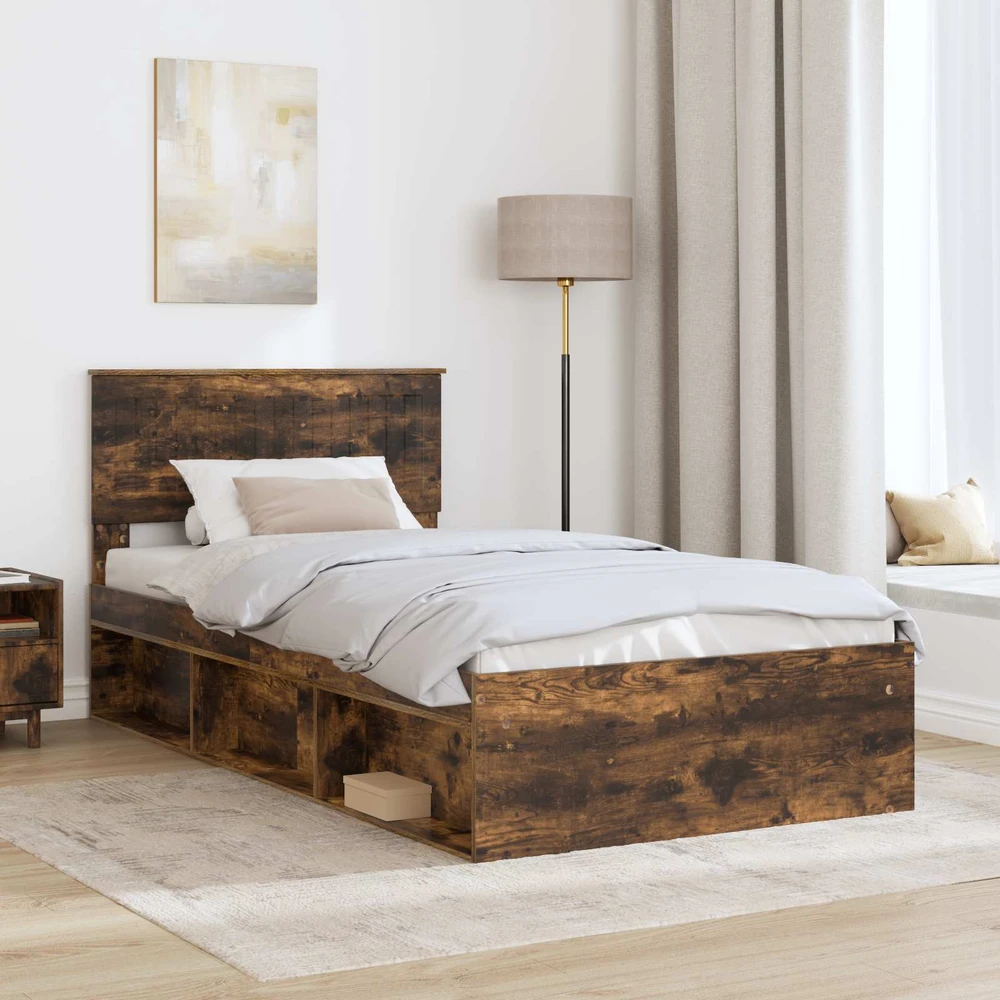 Lova Lovos rėmas Rūkyta ąžuolas 100 x 200 cm Kietos pušies mediena
