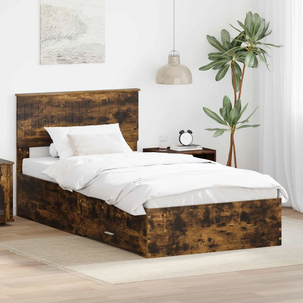 Lova Lovos rėmas Dūminio ąžuolo 100 x 200 cm Apdirbta mediena