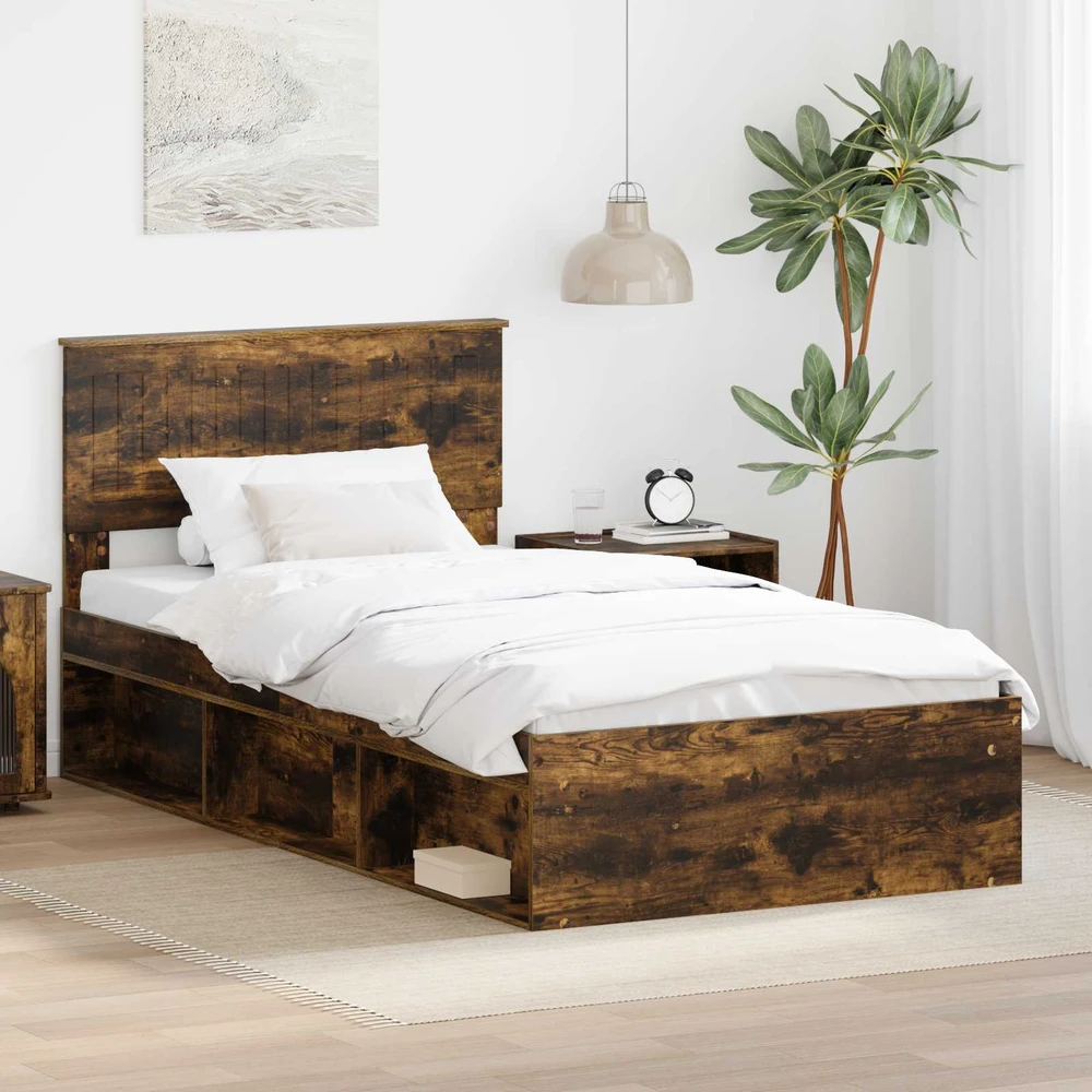 Lova Lovos rėmas Rūkyta ąžuolas 100 x 200 cm Kietos pušies mediena