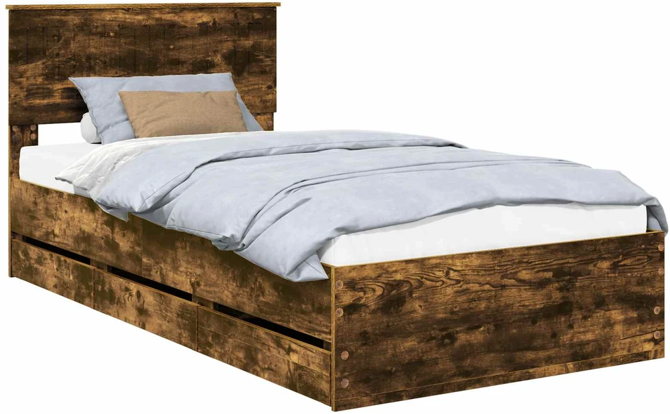 Lova Lovos rėmas Rūkyta ąžuolas 100 x 200 cm Inžinerinė mediena
