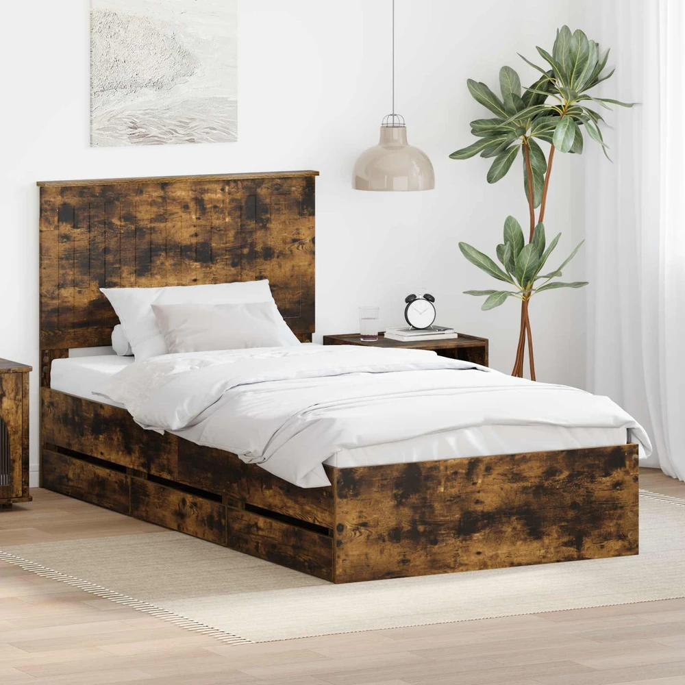 Lova Lovos rėmas Rūkyta ąžuolas 100 x 200 cm Inžinerinė mediena
