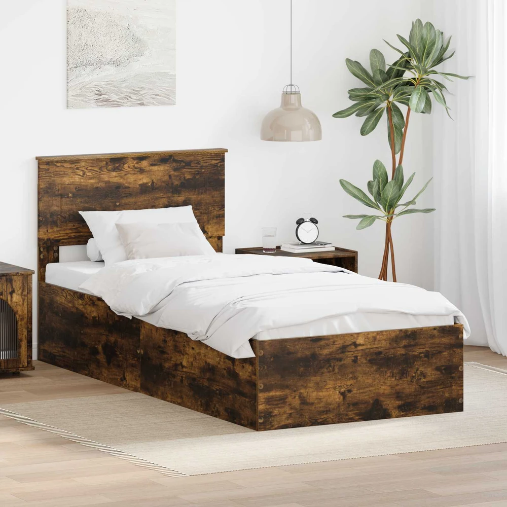Lova Lovos rėmas Rūkyta ąžuolas 100 x 200 cm Apdirbta mediena