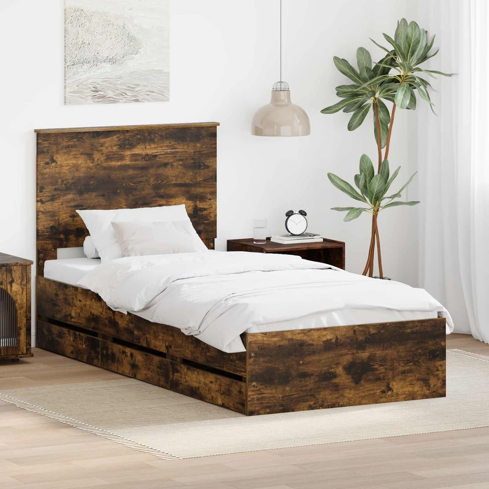 Lova Lovos rėmas Rūkyta ąžuolas 100 x 200 cm Inžinerinė mediena