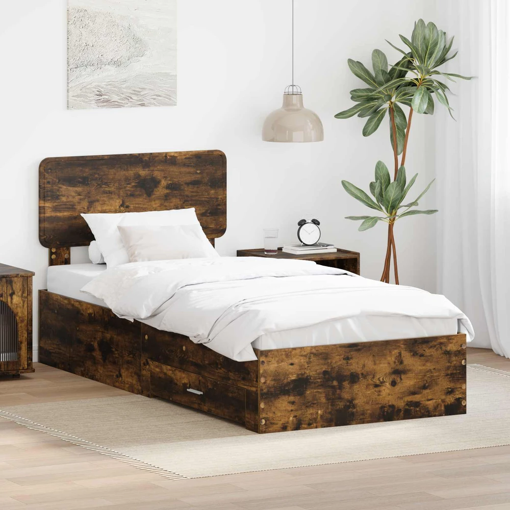 Lova Lovos rėmas Rūkyta ąžuolas 100 x 200 cm Apdirbta mediena