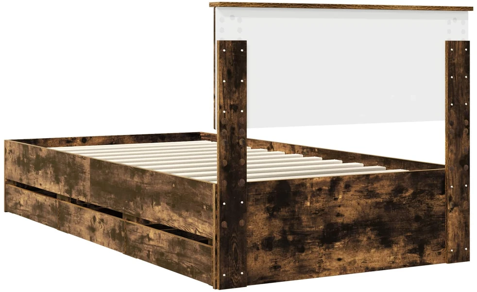 Lova Lovos rėmas Rūkyta ąžuolas 100 x 200 cm Inžinerinė mediena