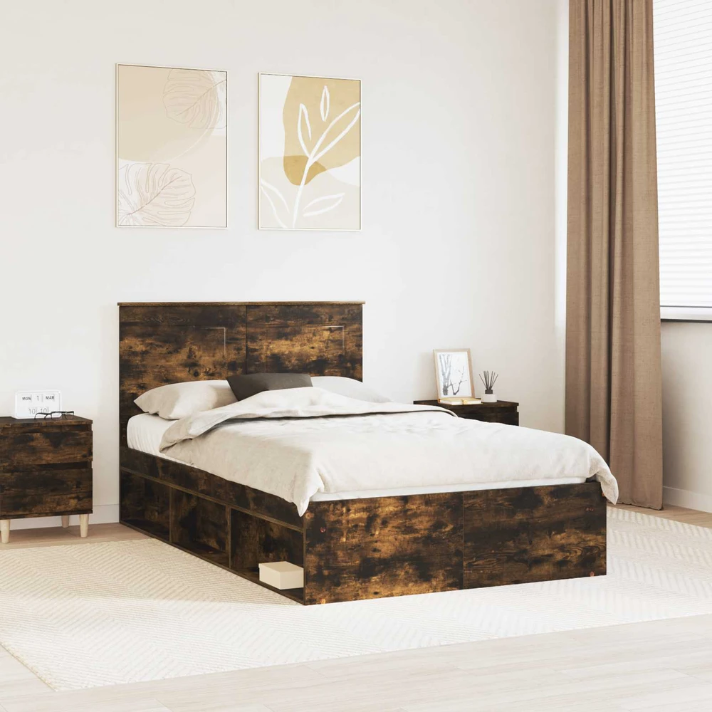 Lova Lovos rėmas Rūkyta ąžuolas 120 x 200 cm Kietos pušies mediena
