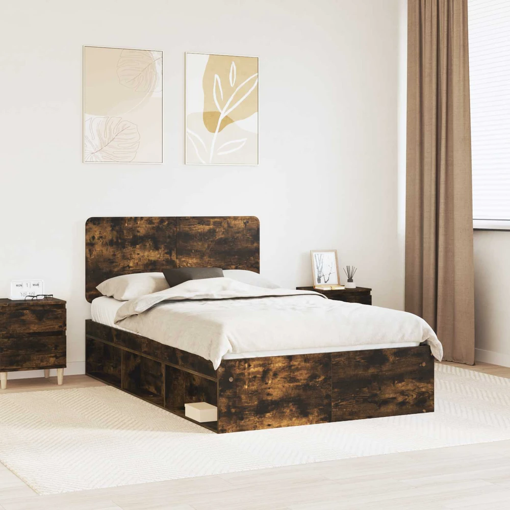 Lova Lovos rėmas Rūkyta ąžuolas 120 x 200 cm Kietos pušies mediena