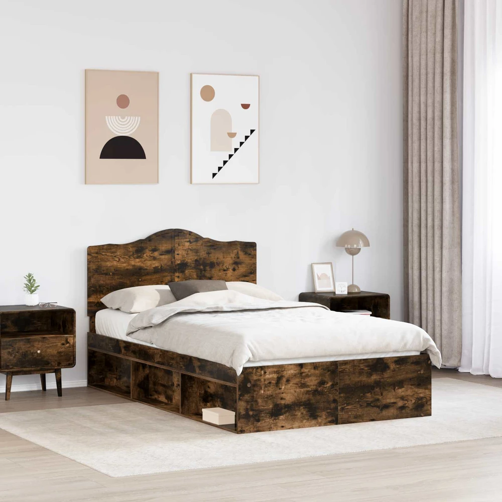 Lova Lovos rėmas Rūkyta ąžuolas 120 x 200 cm Kietos pušies mediena