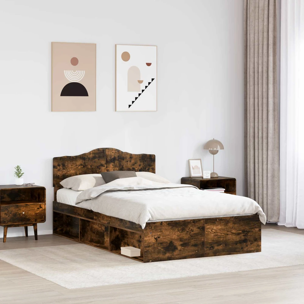 Lova Lovos rėmas Rūkyta ąžuolas 120 x 200 cm Kietos pušies mediena