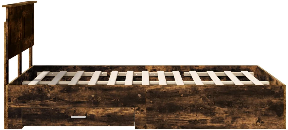 Lova Lovos rėmas Rūkyta ąžuolas 120 x 200 cm Apdirbta mediena