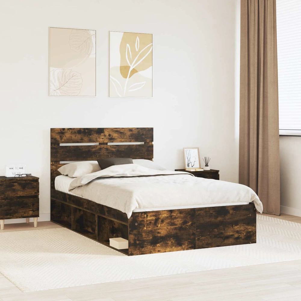 Lova Lovos rėmas Rūkyta ąžuolas 120 x 200 cm Kietos pušies mediena