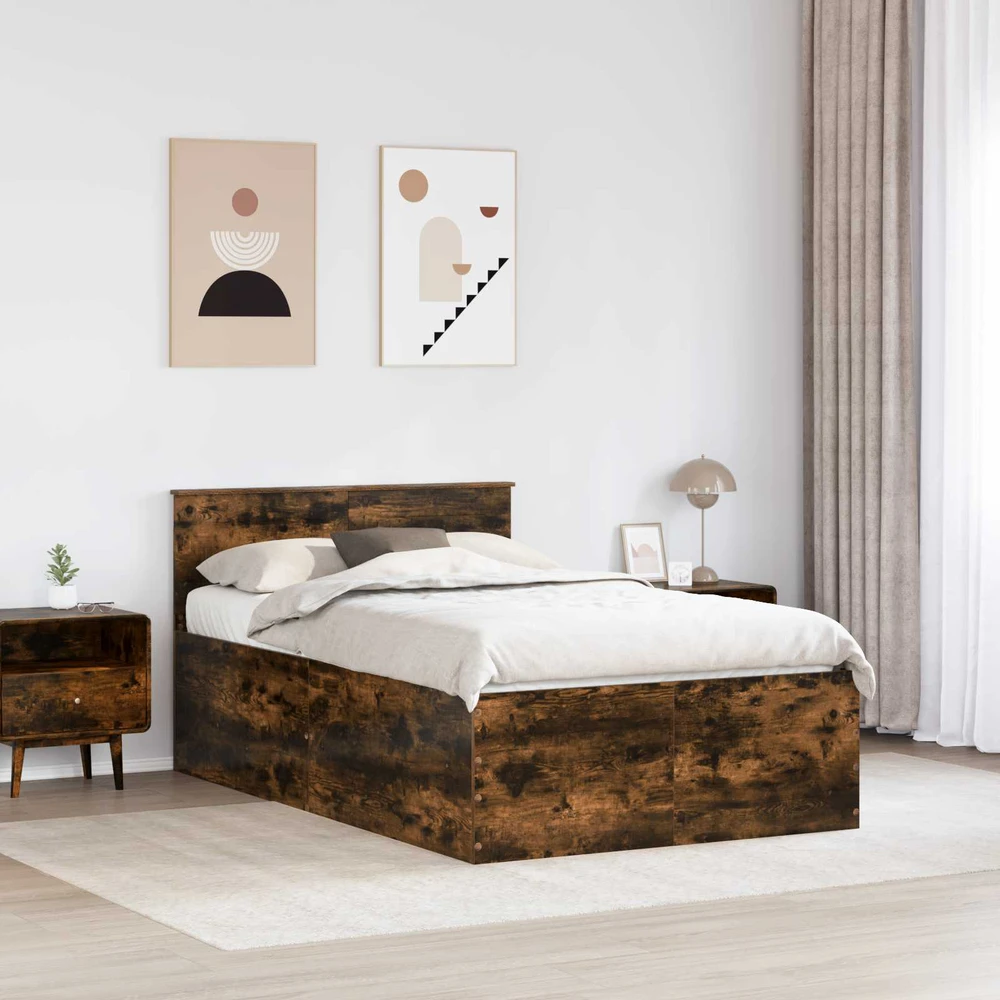 Lova Lovos rėmas Rūkyta ąžuolas 120 x 200 cm Apdirbta mediena