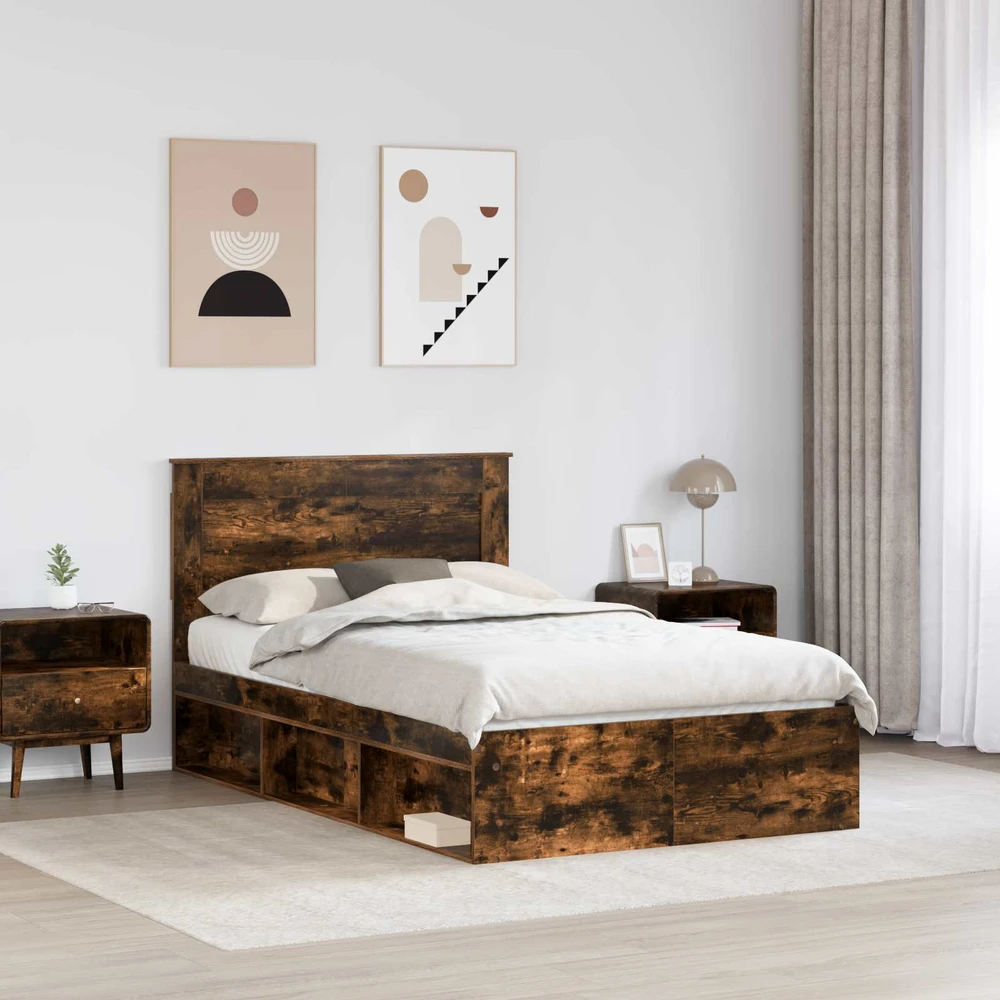 Lova Lovos rėmas Rūkyta ąžuolas 120 x 200 cm Kietos pušies mediena