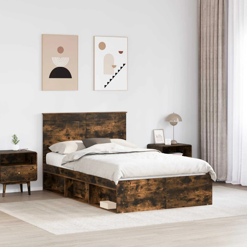 Lova Lovos rėmas Rūkyta ąžuolas 120 x 200 cm Kietos pušies mediena