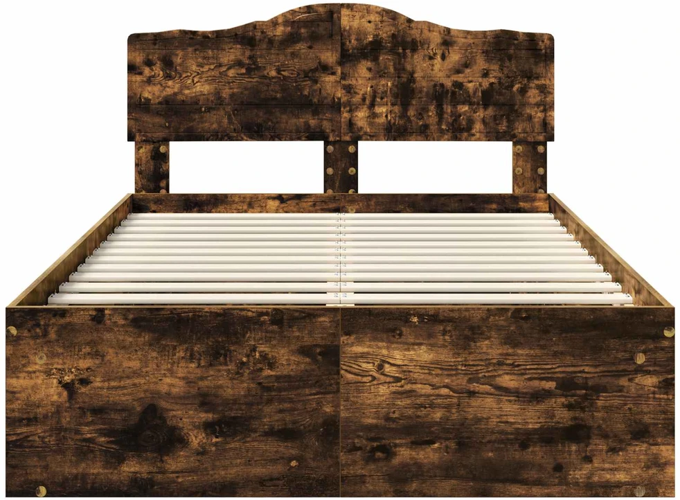 Lova Lovos rėmas Rūkyta ąžuolas 135 x 190 cm Kietos pušies mediena