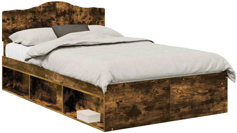 Lova Lovos rėmas Rūkyta ąžuolas 135 x 190 cm Kietos pušies mediena