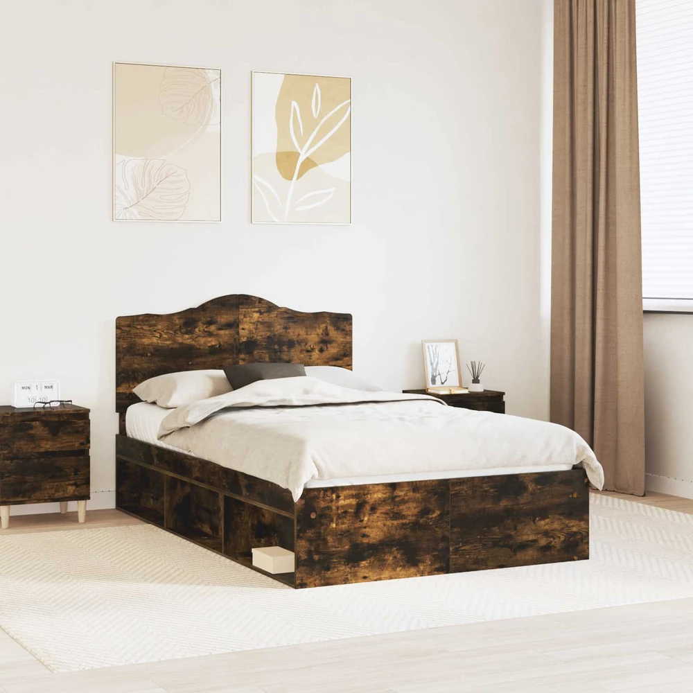 Lova Lovos rėmas Rūkyta ąžuolas 135 x 190 cm Kietos pušies mediena