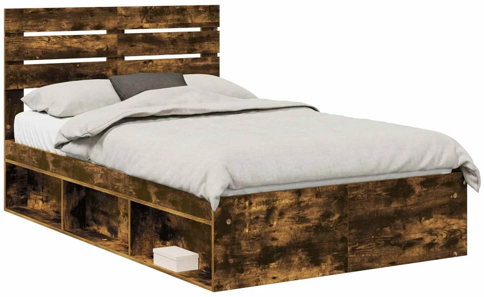 Lova Lovos rėmas Rūkyta ąžuolas 135 x 190 cm Kietos pušies mediena