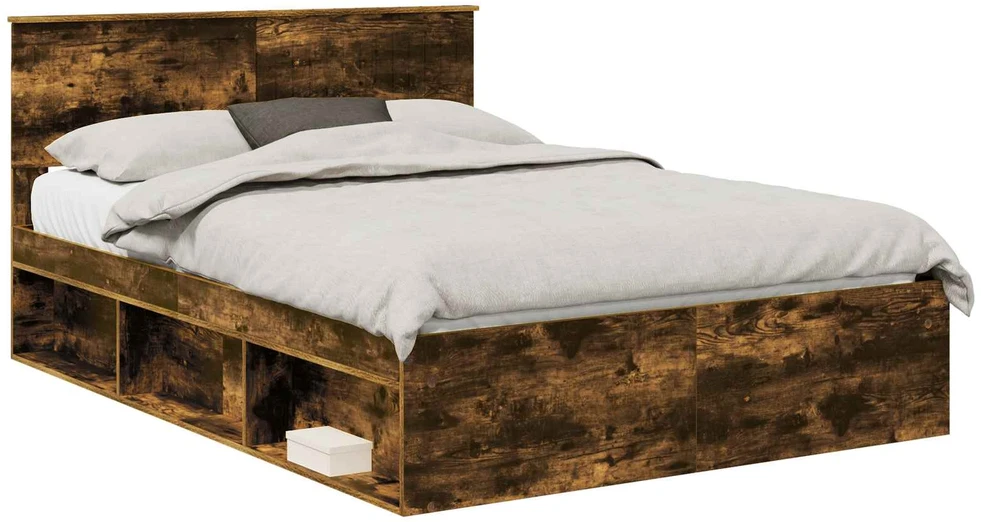 Lova Lovos rėmas Rūkyta ąžuolas 135 x 190 cm Kietos pušies mediena
