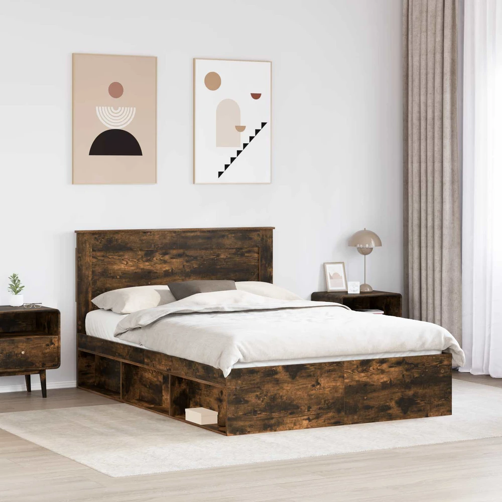 Lovos rėmas Rūkyta ąžuolas 140 x 190 cm Kietos pušies mediena