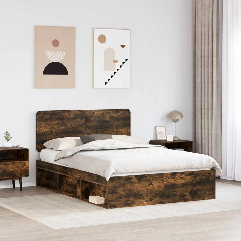 Lovos rėmas Rūkyta ąžuolas 140 x 200 cm Kietos pušies mediena