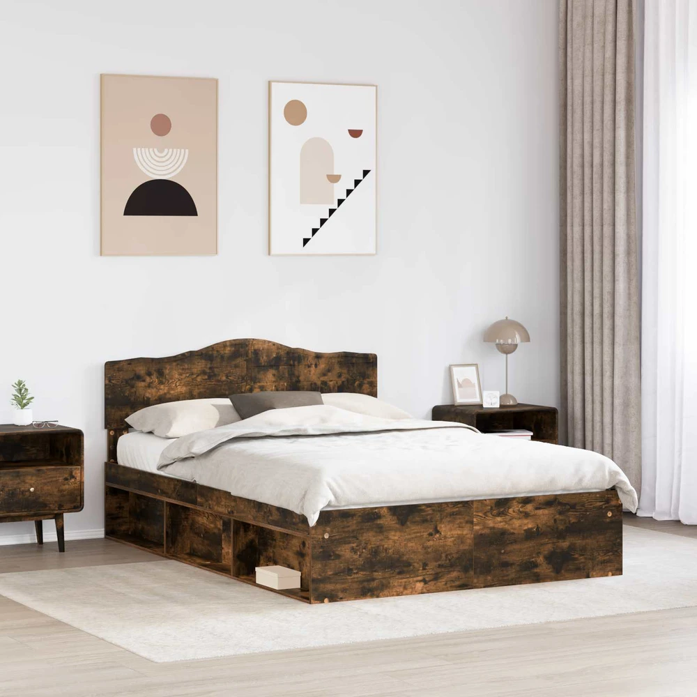 Lovos rėmas Rūkyta ąžuolas 140 x 200 cm Kietos pušies mediena