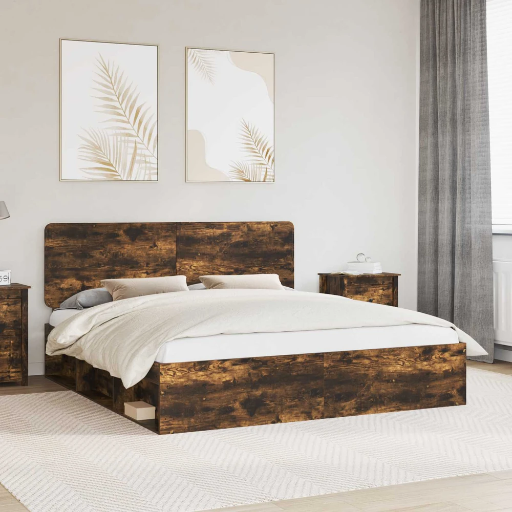 Lovos rėmas Rūkyta ąžuolas 180 x 200 cm Kietos pušies mediena