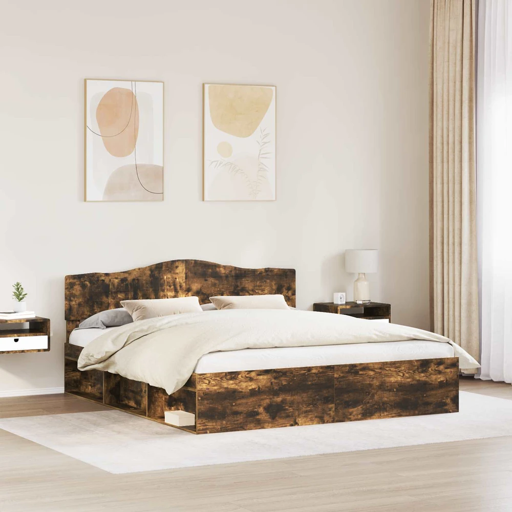 Lovos rėmas Rūkyta ąžuolas 180 x 200 cm Kietos pušies mediena