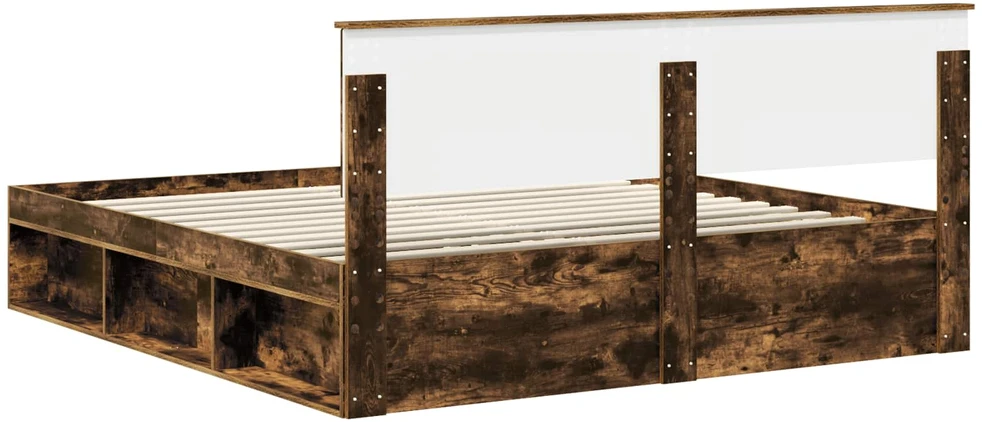 Lovos rėmas Rūkyta ąžuolas 180 x 200 cm Kietos pušies mediena