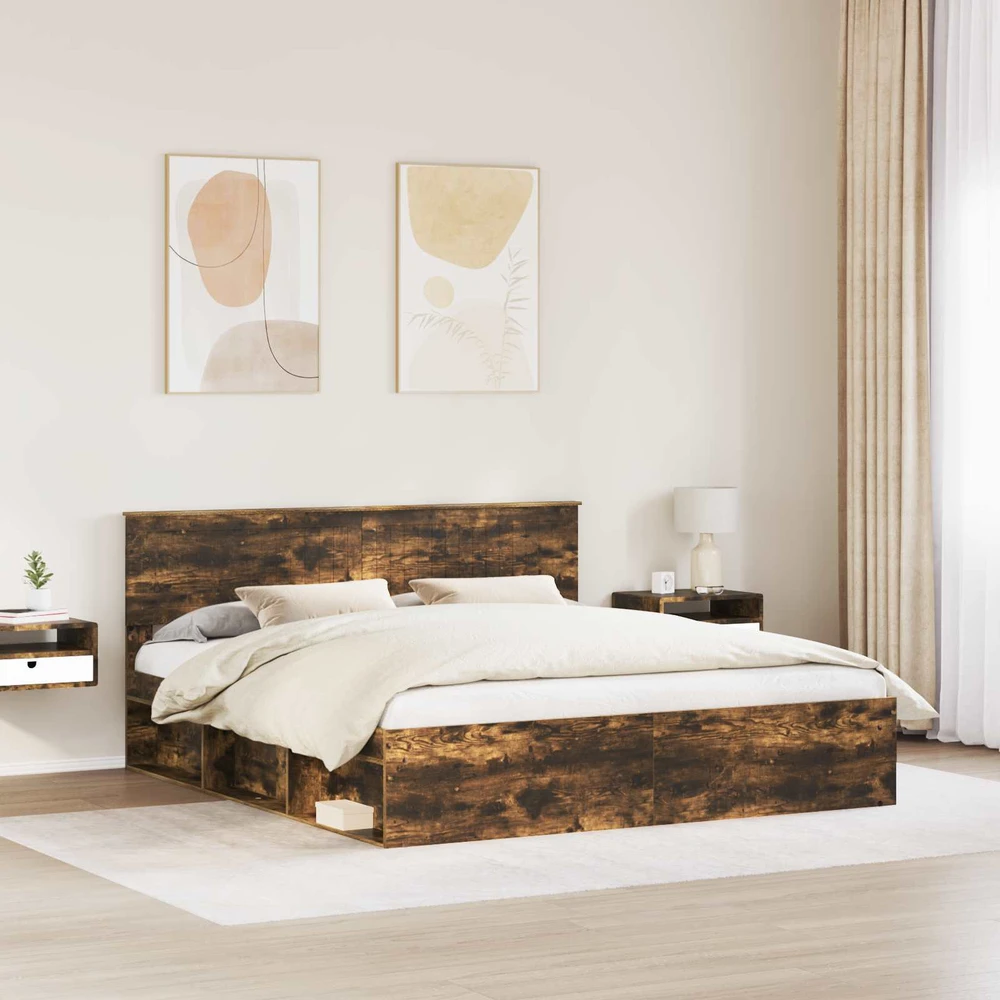 Lovos rėmas Rūkyta ąžuolas 180 x 200 cm Kietos pušies mediena