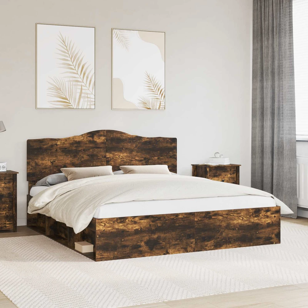 Lovos rėmas Rūkyta ąžuolas 180 x 200 cm Kietos pušies mediena
