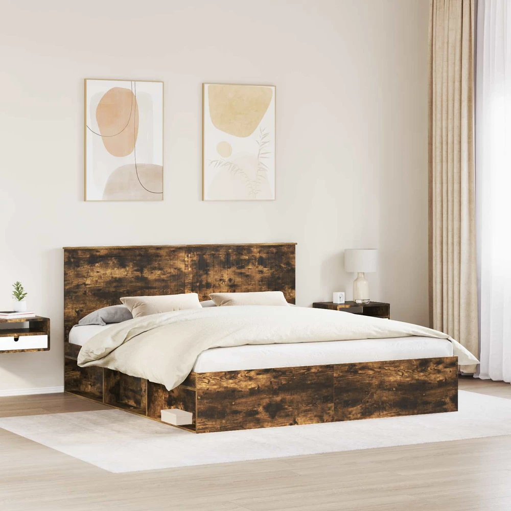 Lovos rėmas Rūkyta ąžuolas 180 x 200 cm Kietos pušies mediena