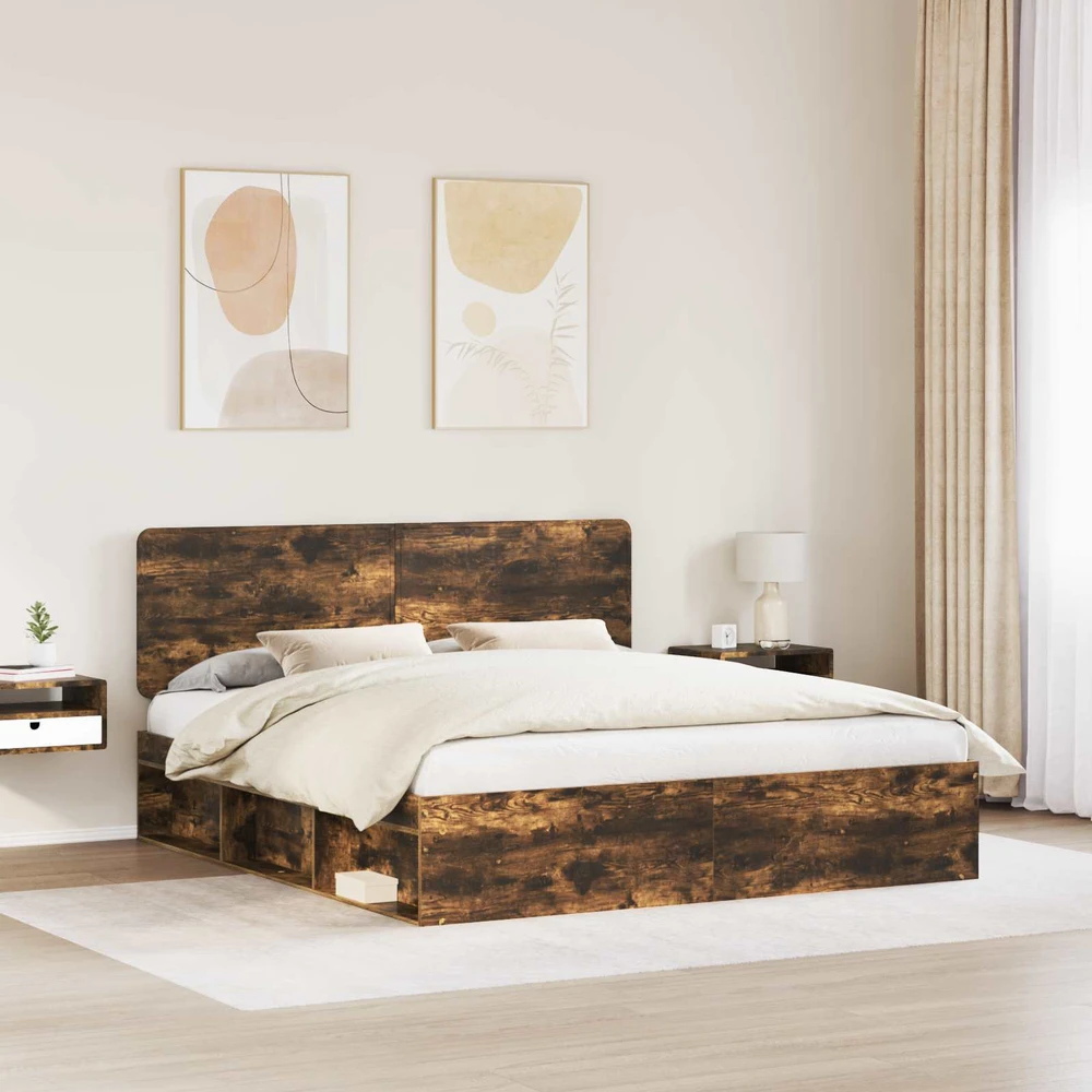Lovos rėmas Rūkyta ąžuolas 180 x 200 cm Kietos pušies mediena
