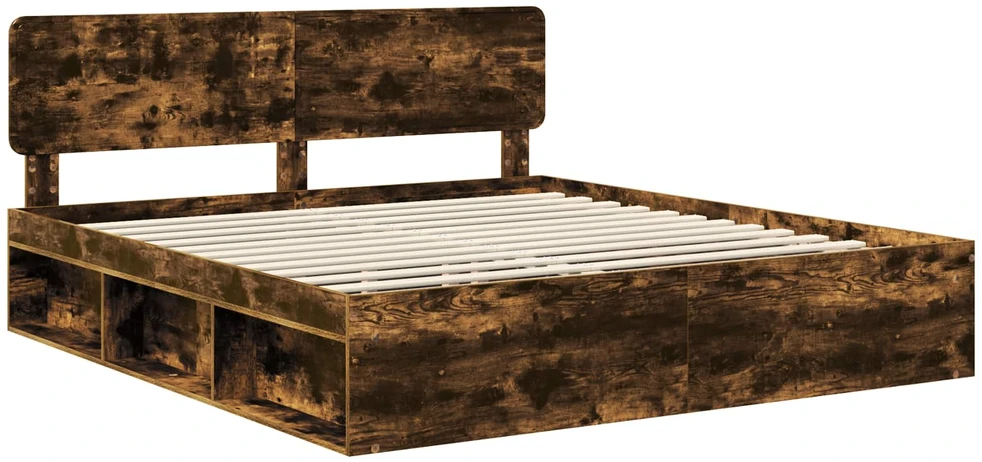 Lovos rėmas Rūkyta ąžuolas 200 x 200 cm Kietos pušies mediena
