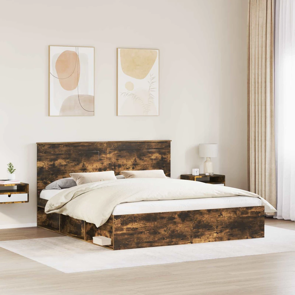 Lovos rėmas Rūkyta ąžuolas 200 x 200 cm Kietos pušies mediena