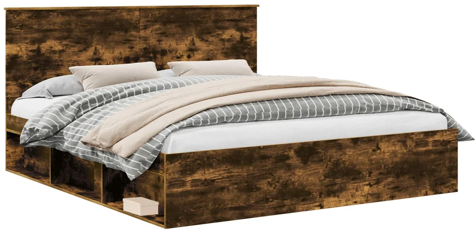 Lovos rėmas Rūkyta ąžuolas 200 x 200 cm Kietos pušies mediena