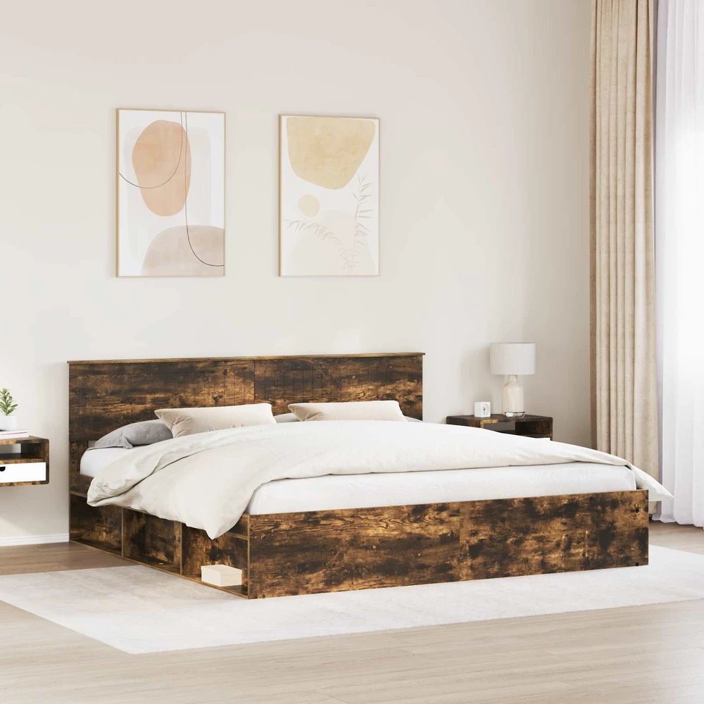 Lovos rėmas Rūkyta ąžuolas 200 x 200 cm Kietos pušies mediena