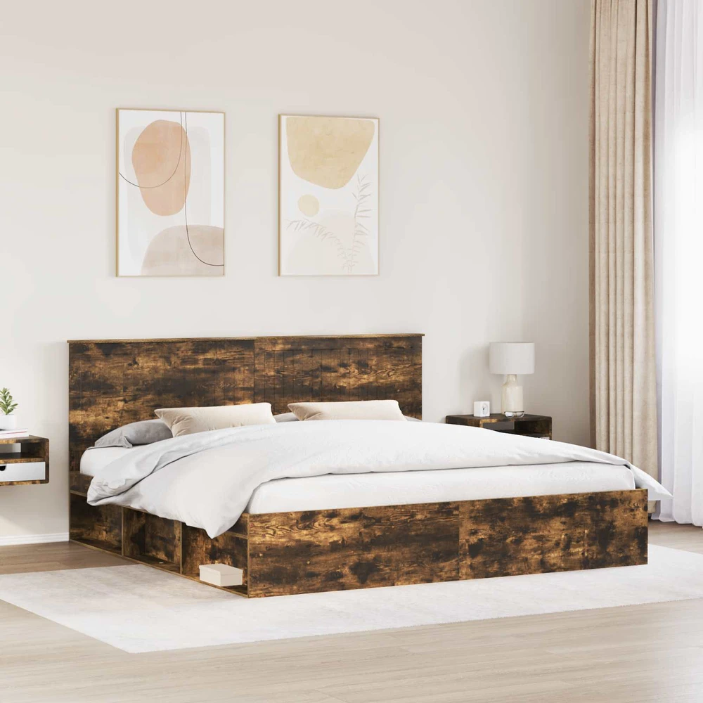 Lovos rėmas Rūkyta ąžuolas 200 x 200 cm Kietos pušies mediena