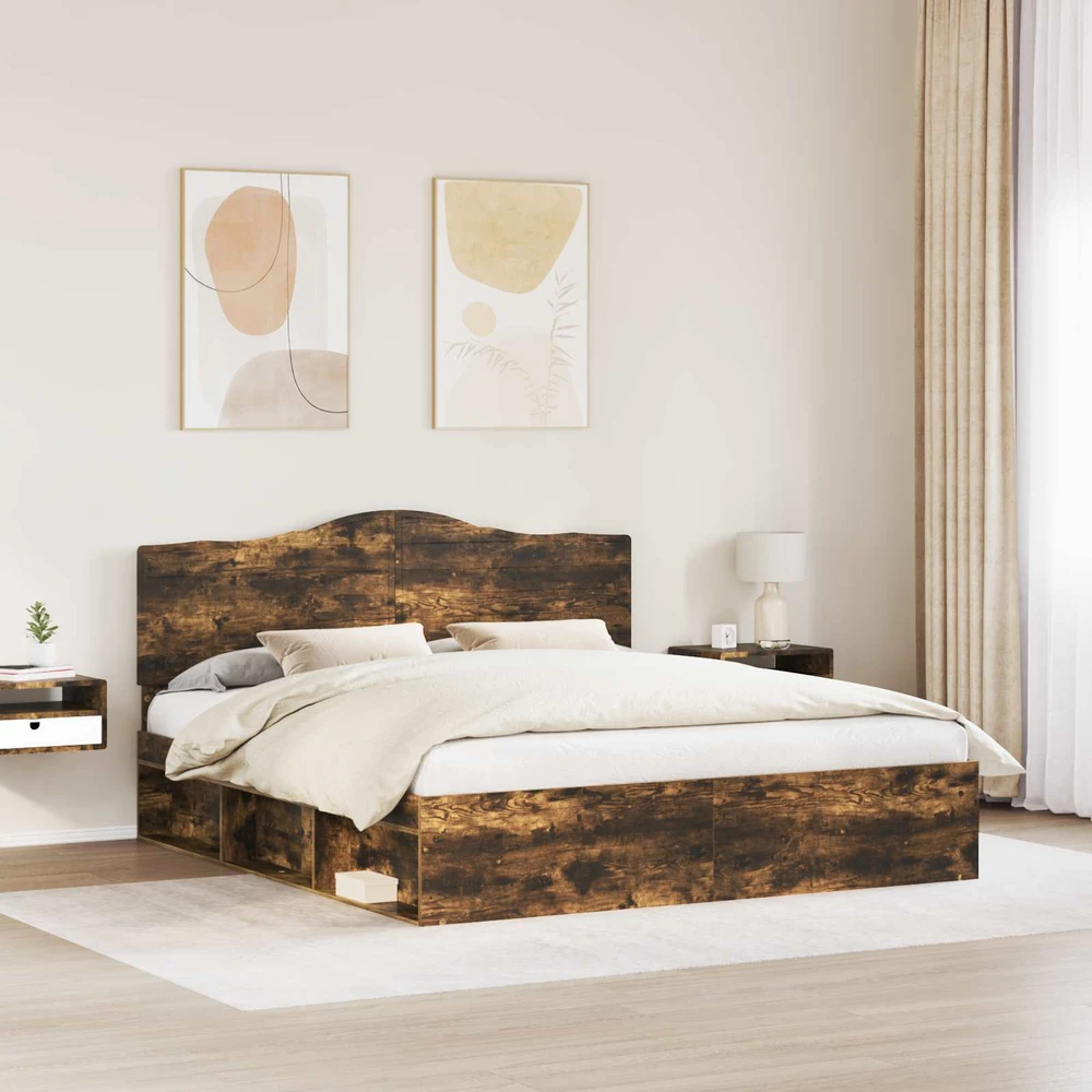 Lovos rėmas Rūkyta ąžuolas 200 x 200 cm Kietos pušies mediena