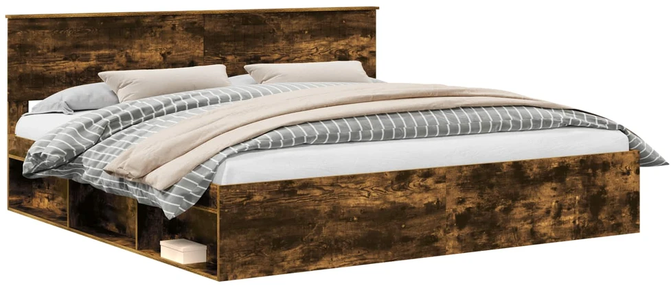 Lovos rėmas Rūkyta ąžuolas 200 x 200 cm Kietos pušies mediena
