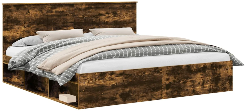 Lovos rėmas Rūkyta ąžuolas 200 x 200 cm Kietos pušies mediena